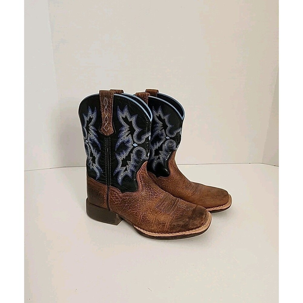 Kids ARIAT Tombstone Western Boot Size 1.5 Earth Black Leather Soft Square Toe